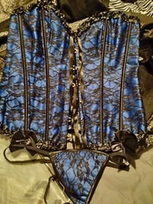 Women Sexy Corset Bustier Top Set Waist Cincher Costume Size M