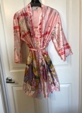Women s Intimate Sleepwear Pink Satin Robe Slip Set Size S New Without Tag