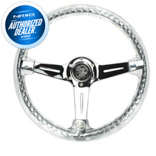 New Nrg Matsuri Steering Wheel 350mm Chrome Center Clear Halo Grip Rst-027ch-cl