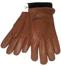 Grandoe Men's Genuine Sheepskin Leather Liner Gloves,Brown, Large , New.