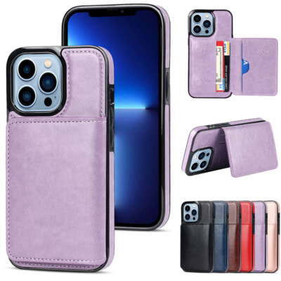 For iPhone 17 16e 15 14 13 12 Pro Max XR 8 Plus Luxury Leather Wallet Case Cover
