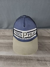 Vintage Pikes Peak Colorado Trucker Hat Cap Snapback Bars Striped