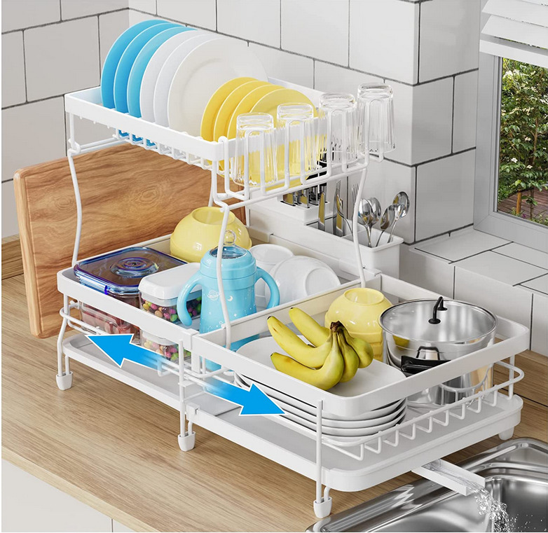 Over The Sink Dish Drying Rack,2-Tier Large Dish Drainers for