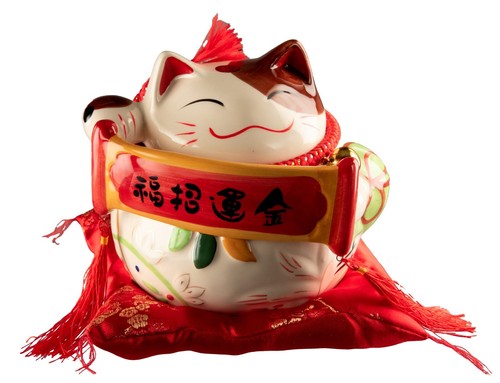 Tirelire Gatto Maneki Neko Fortunato In Ceramica 18 Cm # 7016 - Picture 2 of 9