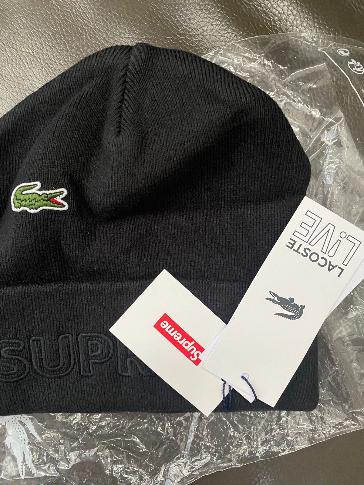 Supreme® X LACOSTE LIVE RARE BEANIE NEUF AVEC ÉTIQUETTES