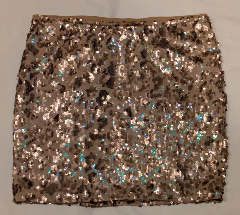 百合白色香槟金色虹彩亮片豹纹迷你裙中号 — 第 2/4 张图片