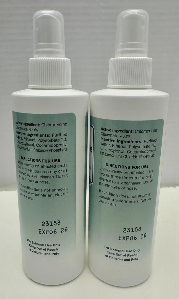 Spray de clorhexidina Davis x2 8 oz. Fórmula sin picaduras para perros y gatos Foto 2 de 4