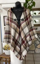 Max Studio Plaid Poncho One size