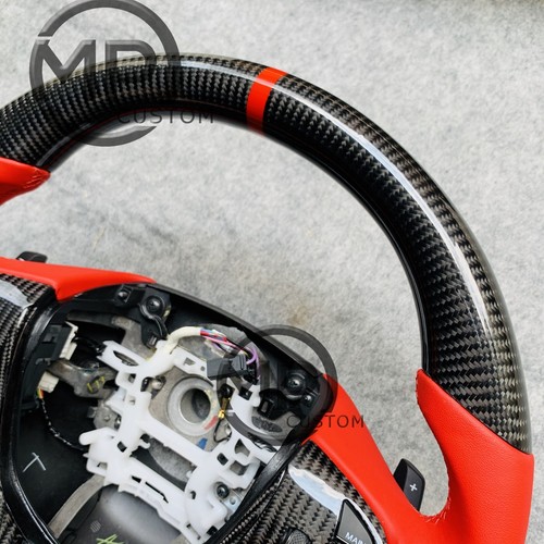 Custom Acura tlx 2015 - 2020 Carbon fiber steering wheel with RED leather - Picture 6 of 8
