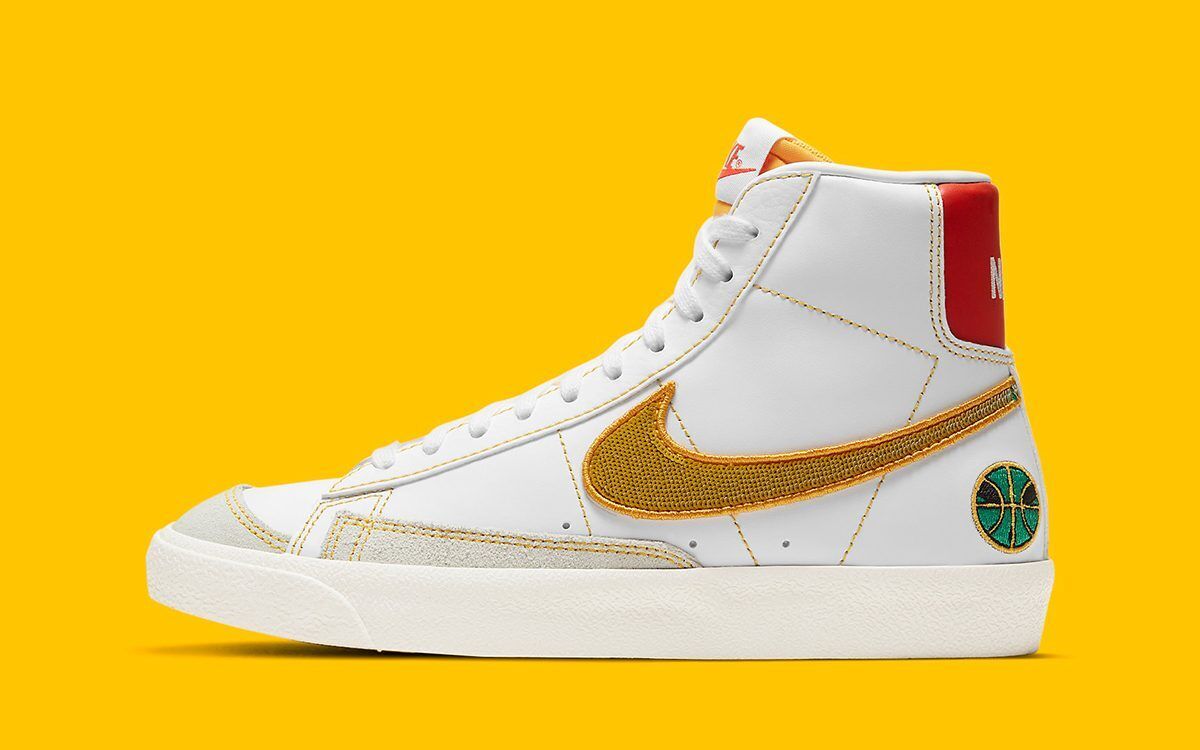 Nike Blazer Mid '77 GS Roswell Raygun White Gold Green Nike Blazer Mid '77 GS Roswell Raygun White Gold Green