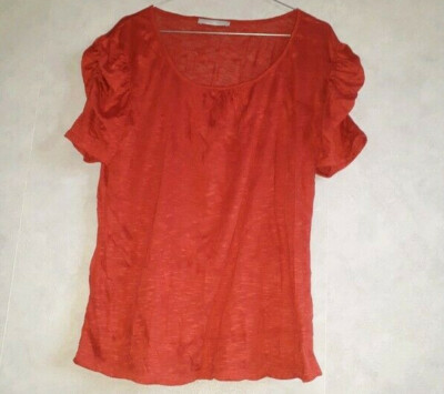 Haut Tunique Femme Armand Thierry Taille 4 (44/46) - 100% Polyester Rouge, Manches Ballon, Neuf Sans étiquette