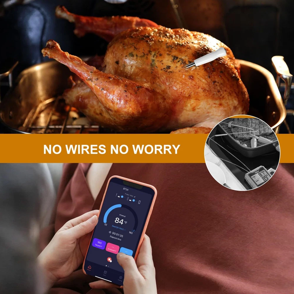 Wireless Meat Thermometer for Grill, 500Ft Remote Range BlueBooth Meat Thermo... Wireless Meat Thermometer for Grill, 500Ft Remote Range BlueBooth Meat Thermo...