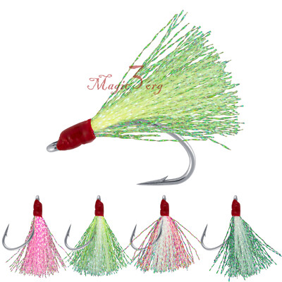 15Pcs Bucktail Teasers Fishing Hook Saltwater Plugs Lures Buck Tail Fluck Rigs