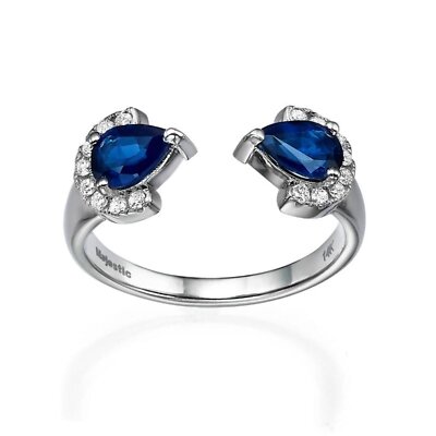Gorgeous Natural Blue Sapphires 0.55 CT 2-Sphere Ring for Woman by Baroness