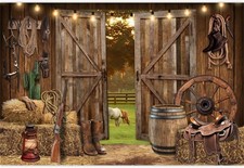7x5FT Western Cowboy Backdrop, Wild West Rustic Barn 7X5 ft