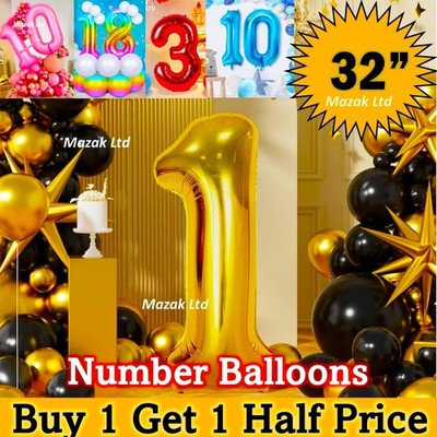 Zahlenballons 32'' Folie Geburtstag Party groß riesig Helium Luft Deko