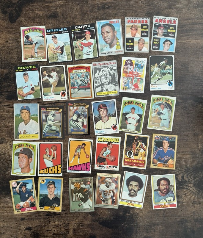 Vintage Sports Card Lot 30 Cards Baseball Basketball Football