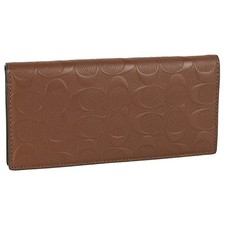 Coach Portafoglio Uomo Bifold Lungo Firmato 91636 Sella Scura/Marrone Outlet