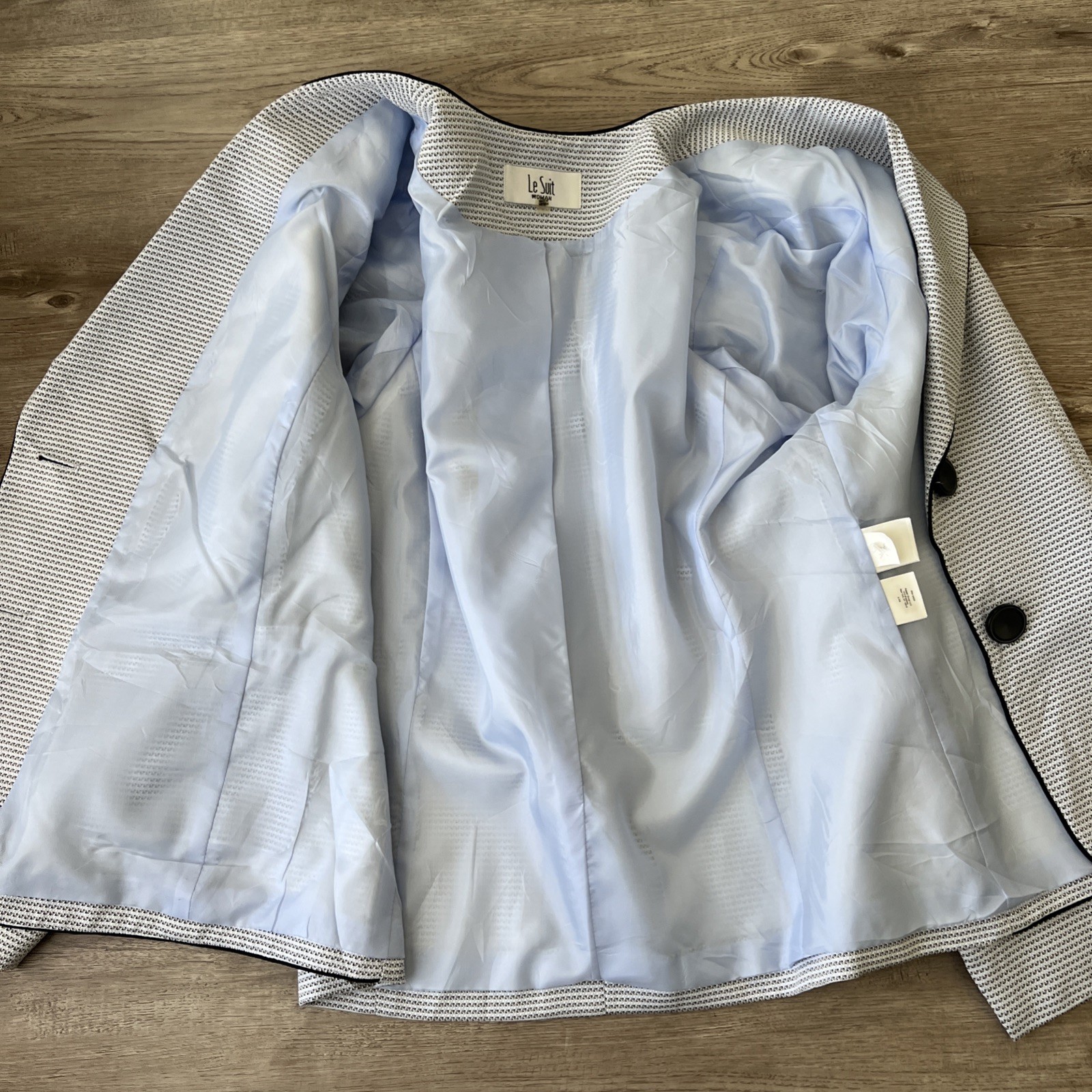 Le Suit Two Button Tweed Skirt Suit Womens 16 Blue