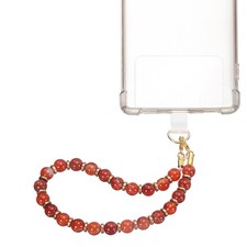 Marble Beaded Phone Wrist Strap, Cellphone Lanyard with Tether Tab, Red Zebra