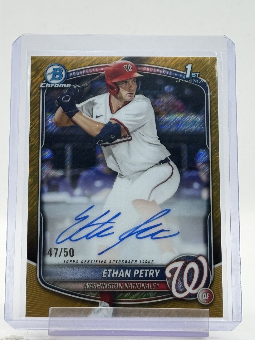 ETHAN PETRY 2025 BOWMAN CHROME DRAFT 1ST GOLD SHIMMER AUTO /50 Q1492