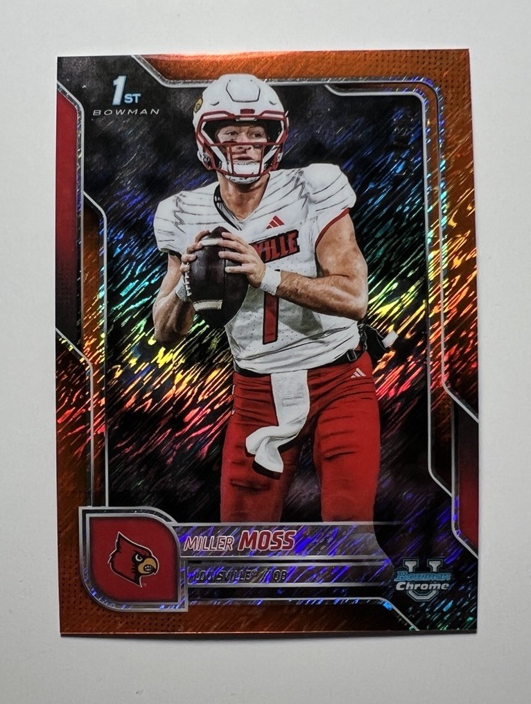 2025 Bowman U Chrome /25 Miller Moss 1ST ORANGE SHIMMER REFRACTOR #141