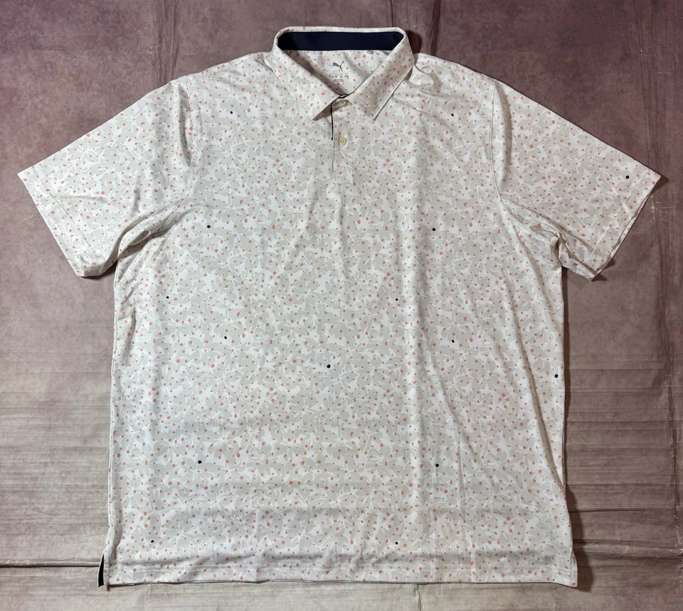 Puma Pique Botanic Golf Polo Shirt Men’s Size 2XL XXL Geometric Pattern PGA - Image 2 of 4