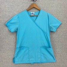 SB Srubs Scrub Top Womens XS Blue Nursing Vet Medical Uniform Short Sleeve