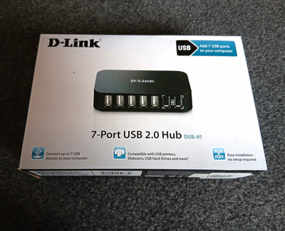 D-Link DUB-H7 7-Port USB 2.0 Hub 1:7 USB-A (weiblich) Schwarz Netzteil