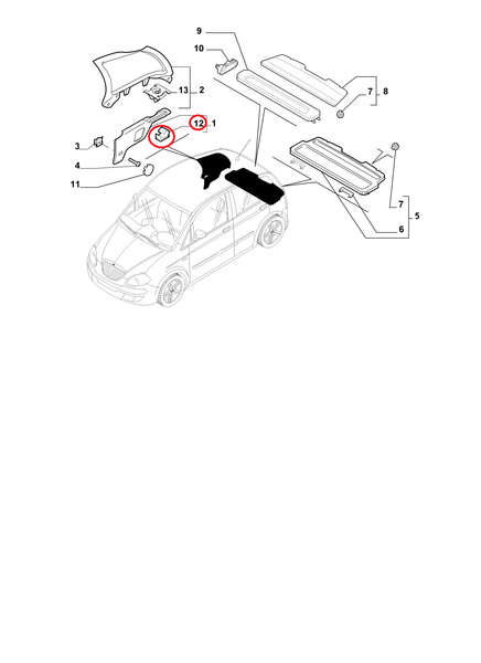 Innenverkleidung Clip Links Lancia Musa Original 71753107-image