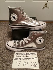 DS Converse Chuck Taylor All Star Hi Top Metallic Granite Silver Women s Sz 7.5