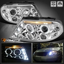 Fits 2001-2005 VW Passat LED Halo Projector Headlights Headlamps Left+Right