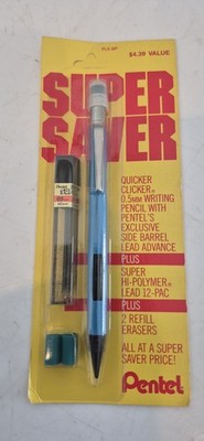 Vintage Pentel PLE-BP Quicker Clicker Mechanical Pencil Blue 0.5mm USA NOS