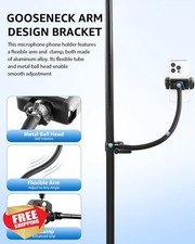 Mic Stand Phone Holder, 17.7" Flexible Gooseneck Mount