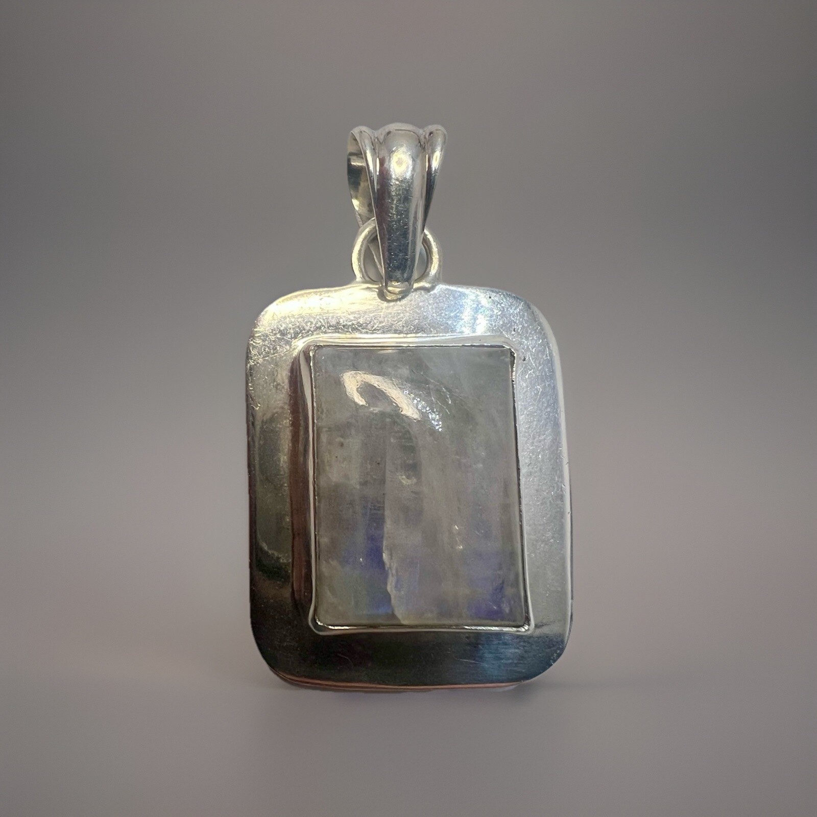 Large Moonstone Pendant Rectangular Bezeled 925 S… - image 7