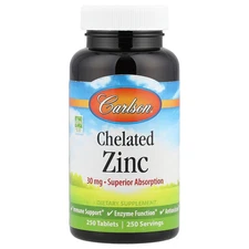 Carlson Labs Chelated Zinc 250 Tablets Gluten-Free, Preservative-Free ,