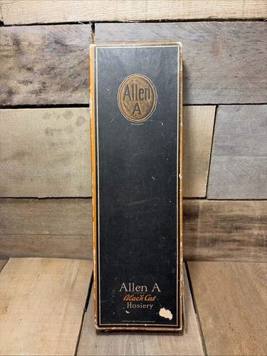 Vintage Allen. Black Cat Men's Hosiery Box - Empty Box Only 1920 Kenosha WI Wis