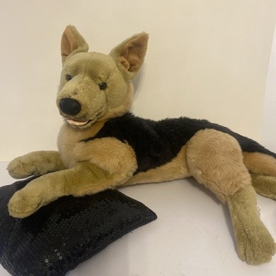 Großer 2 Fuß langer Vintage E&J klassischer Deutscher Schäferhund Plüsch Stofftier Hund sehr guter Zustand selten