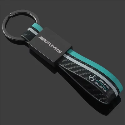 MERCEDES-BENZ AMG Mercedes Benz Premium Luxury Black Leather Keyring Key Fob Chain Tag Gift