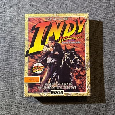 Indy Indiana Jones Last Crusade Commodore 64 128 LucasFilm 1989 Complete Big Box