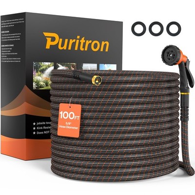Garden Hose 100ft NON-EXPANDABLE Water Hose, 3-Layer Lightweight Nylon Braide...