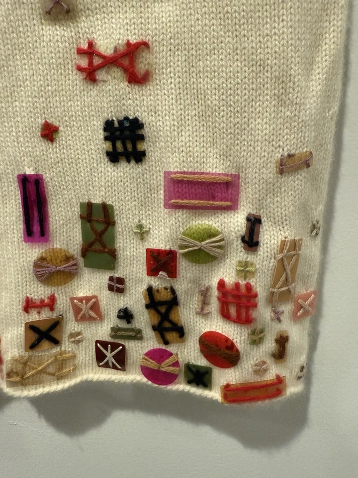 Cruciani 100% кашемир без рукавов рулон шеи свитер вышитый сделано в Италии - Изображение 2 из 4