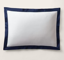 NEW Ralph Lauren Pillow Sham Euro Size Navy Blue 100 Organic Sateen Border NIB