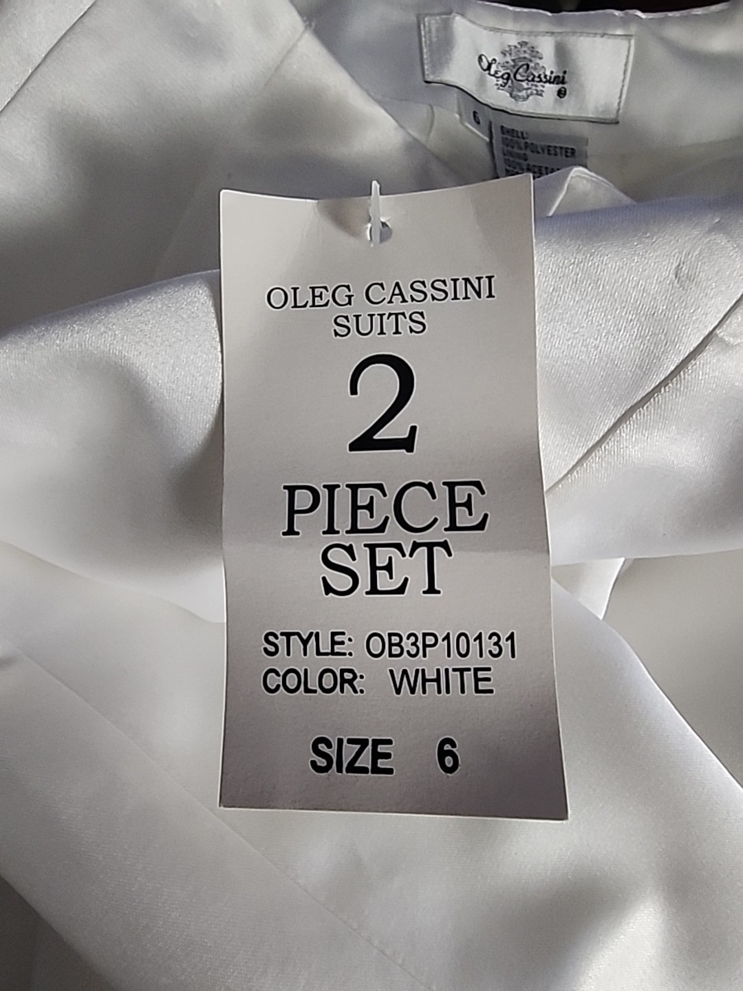Vintage Oleg Cassini Skirt Suit Set White Lined SZ 6 New with Tags Priority WOW