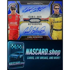 2024 Prizm Matt Kenseth Carl Edwards Iconic Dual Autographs Blue Shimmer 4/4