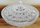 Vintage Windsor Button and Cane Pattern Indiana Clear Glass Covered Candy Dish