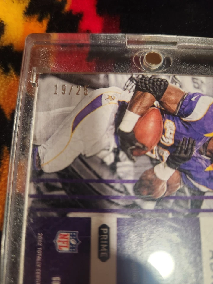 2012 Totally Certified Stitches in Time Materials Adrian Peterson #17 19/25 MEM - Image 3 of 4