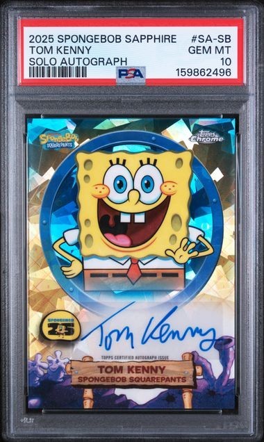 PSA 10 SPONGEBOB AUTOGRAPH Tom Kenny - 2025 Topps Chrome Sapphire