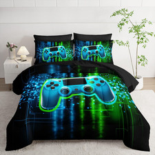 7Pcs Gamer Comforter Set 3D Gamepad Printed Bedding Set with 1 Comforter, 1 Flat