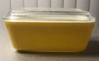 Pyrex Vintage 1-1/2 Pint Refrigerator Dish 0502 With Lid Yellow 37